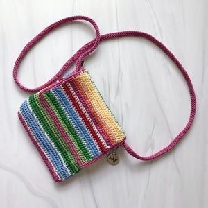 The Sak purse rainbow crochet flap cross body
